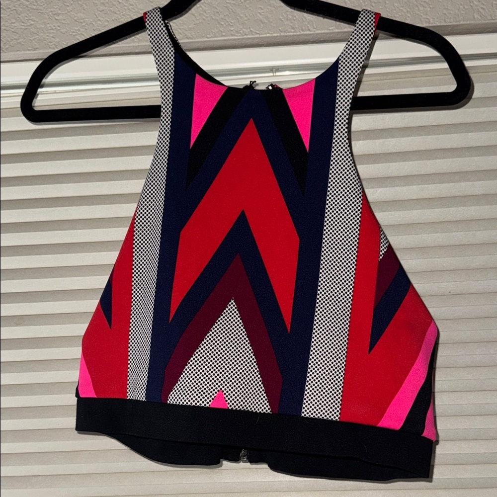 Express Red and Pink Chevron Tank Top
